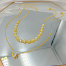 KIT 2 Choker Colar de pérolas de coração + Colar Com coração Ponto De Luz banhado a prata a ouro 18K