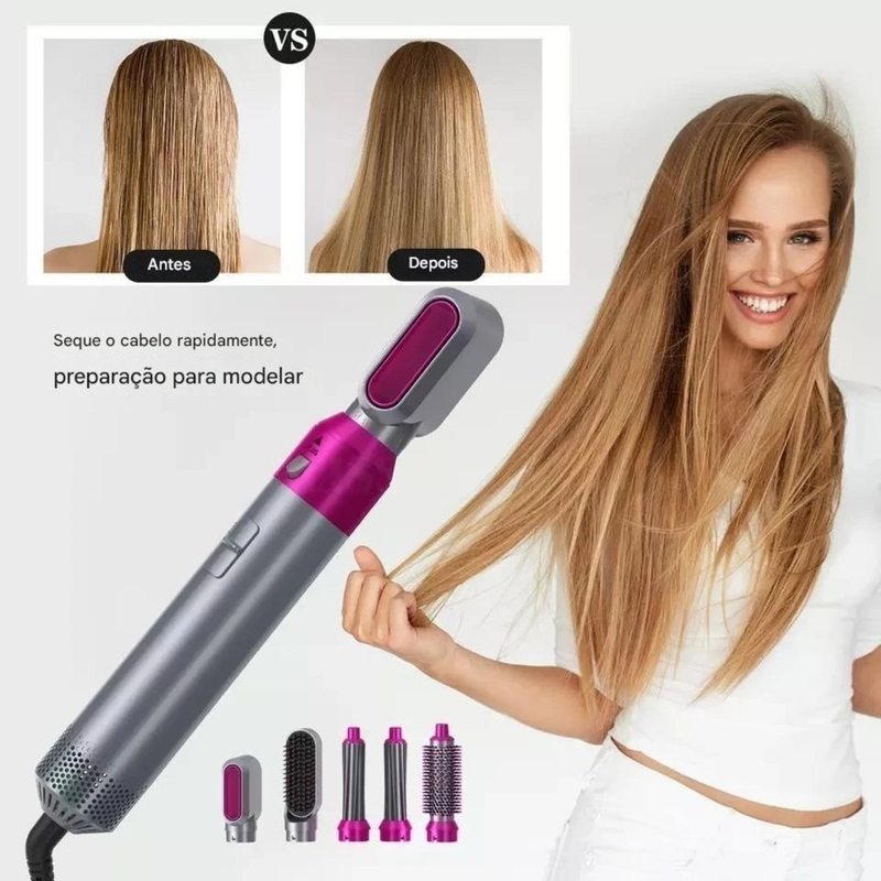 Escova 5 em 1 Secador, Pente, Modelador, Aumenta volume Profissional 110V E 220V